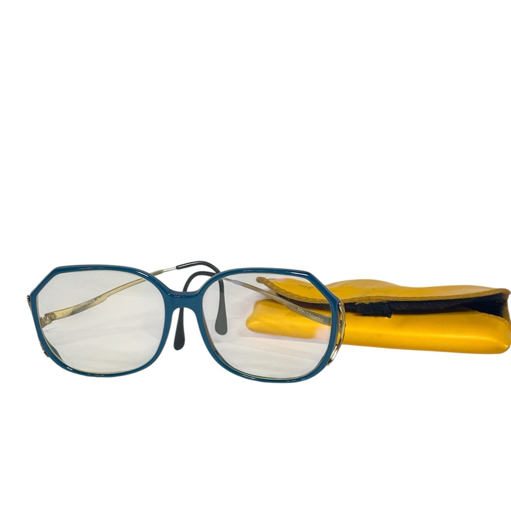 Vintage Marchon Marcolin 135 Teal Blue Oversize Italian made Glasses With Case - Picture 2 of 13